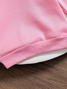 SHEIN 女童抓绒卫衣 - 黑色 - 粉色 - 查看 5