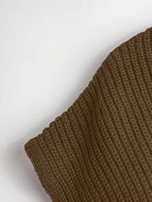 GlowEve 女士时尚不对称超短针织上衣和迷你裙两件套 - 咖啡棕 - 查看 5