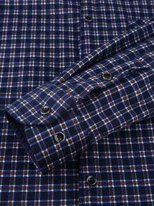 Core Aspect 男士休闲商务格子长袖保暖衬衫，男士藏蓝色商务休闲衬衫，秋季款 - 彩色 - 查看 4