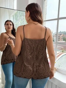 SHEIN Clasi Plus Size Women Floral Lace Casual Camisole