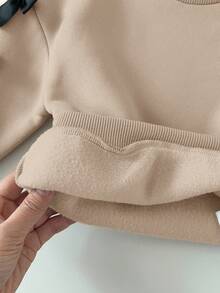 Sudadera de manga larga con lazo lindo y versátil en beige para bebé niña, otoño/invierno - Beis - Ver 5