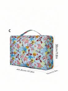 SpongeBob SquarePants | SHEIN 1pc/1set Cute Cartoon Print Polyester Travel Storage Bag, Mesh Surface, Categorized Storage, Multiple Sizes Available, Suitable For Various Bag Sizes, Great For Short Trips, Long Trips, Daily Home Organization, Suitable For Boys, Girls, Men, Women And Students