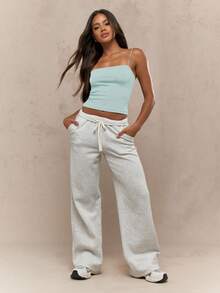 MISSGUIDED Pastel Summer Thin Strap Cami Top Basic Essential Ribbed Tank Cropped Length Spaghetti Strap Vest Soft Stretch Holiday Beach Festival Crop Top Layering Basic - Mint Blue - View 4