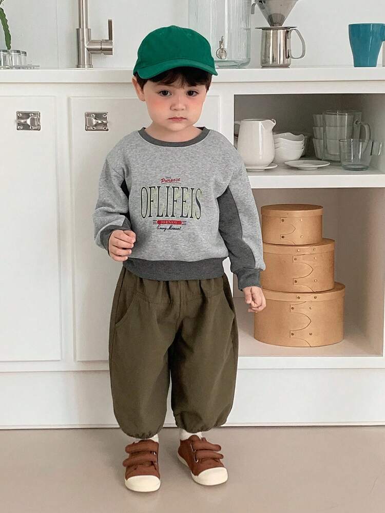 Toddler Boys' Casual Letter Print Crew Neck Long Sleeve Sweatshirt, Autumn/Winter
