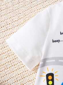 Ensemble Shorts Et T-shirt Imprimé Voiture Cartoon De Mode Pour Bébé Garçon - Multicolore - Voir 5