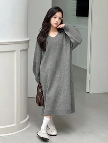 DAZY Vestido suéter de malha para meninas pré-adolescentes outono/inverno