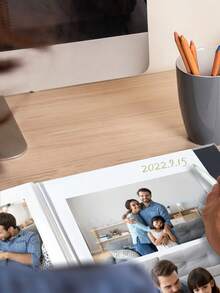 1pc Self-Adhesive Photo Album With Linen Cover, Contains 40 Blank Pages For Pictures In Sizes 3x5, 4x6, 5x7, 8x10, Comes With Metal Pen For DIY Gifts Birthday Graduation
