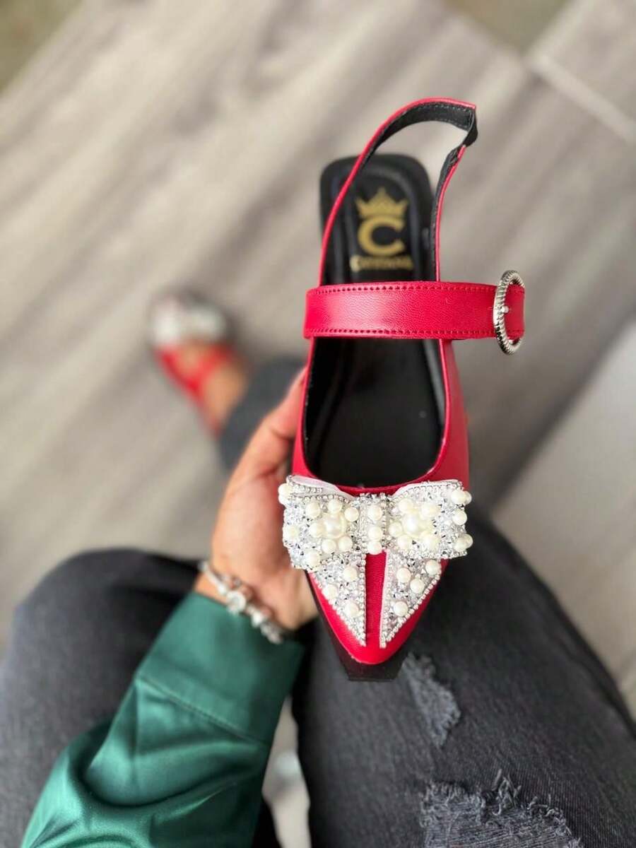 BAILARINAS DE MUJER MARY JEAN DE MODA CON HEBILLAS SUELA DE PISO ACOJINADAS SUELA ANTIDESLIZANTE DE PRIMAVERA VERANO OTOÑO VERANO CUMPLEAÑOS DISFRAZ MODA WOMAN SHOES Sexy Hebilla - Rojo - Ver 1