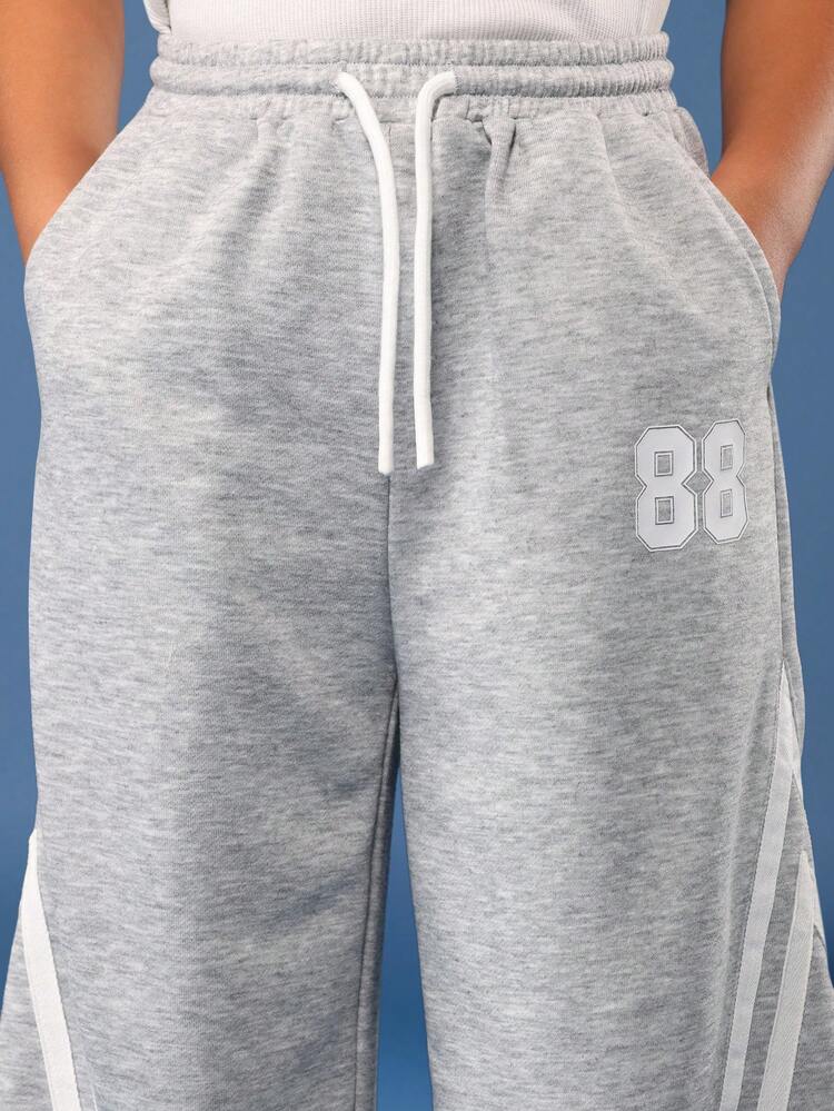 Wide Leg Sweatpants With Number Print