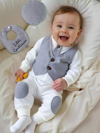 Souflis Souflis Baby Boy Fashion Color Block Gentleman Suit, Casual Outfit