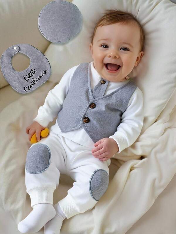 Souflis Souflis Baby Boy Fashion Color Block Gentleman Suit, Casual Outfit