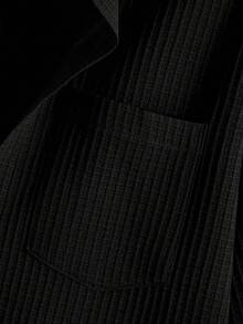 Manfinity Homme Plus Size Men's Solid Color Short Sleeve Single-Breasted Casual Pocket Shirt - Black - View 7