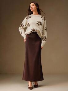 Anewsta 女士复古铆钉珍珠提花花卉针织毛衣、外套 - 奶油色 - 查看 6