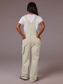 Athîral Peto vaquero de mujer de unicolor, holgado, con bolsillo y tirantes anchos - Albaricoque - Ver 1