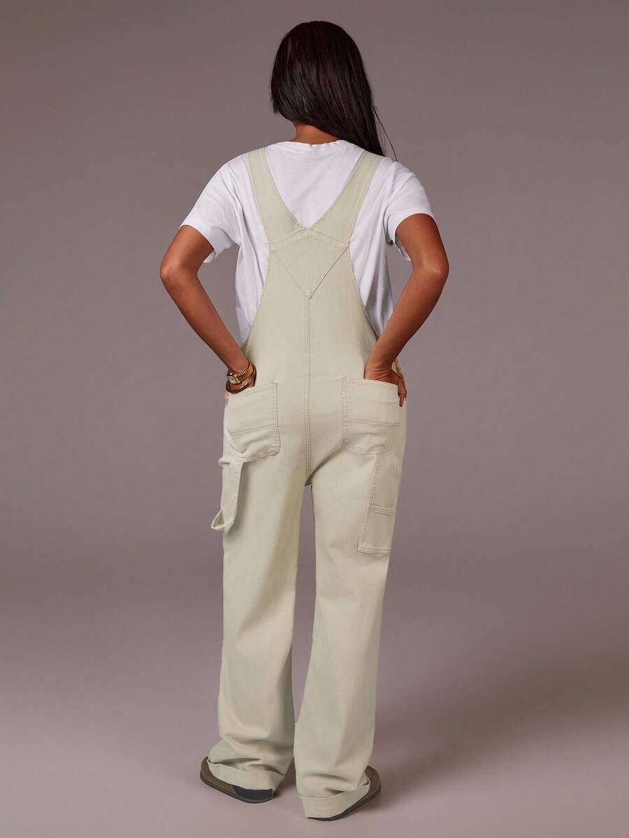 Athîral Peto vaquero de mujer de unicolor, holgado, con bolsillo y tirantes anchos - Albaricoque - Ver 1