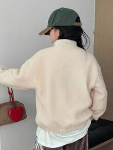 DAZY Tween Girl Letter Embroidered Fleece Long Sleeve Sweatshirt, Fall Clothes, Winter