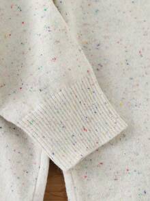 SHEIN 2 件套年轻女孩时尚特种纱线针织毛衣上衣和宽松裤子套装，秋冬 - 白色 - 查看 4