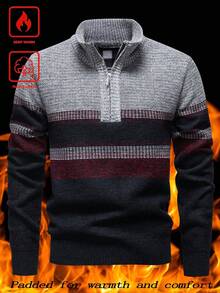 Manfinity Homme Men's Thermal Lined Knitted Sweater With Thermal Lining, Autumn/Winter, Long Sleeve Top - Light Grey - View 1