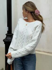 Livesso Women's Backless Long Sleeve Tie-Up Sweater, Autumn - White - View 6