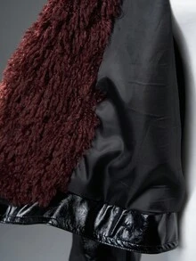 Bloopia Subculture Punk Rock Thời trang đường phố Thiết kế cá nhân cho nữ Thu/Đông Halloween Đinh tán Kim loại Trang trí Da giả Da PU Cổ áo lông thú giả Áo khoác dáng rộng - màu đen - Xem 9