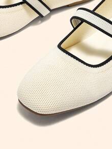 CUCCOO BASICS Fashion Casual Versatile Simple Mary Jane Flat Shoes For Christmas - Beige - View 4