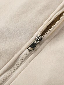 Manfinity Homme Men's Long Sleeve Casual Warm Thermal Lined Zip-Up Thermal Lined Jacket, Autumn/Winter Cream Men Thermal Lined Jacket For Men Outerwear - Khaki - View 7