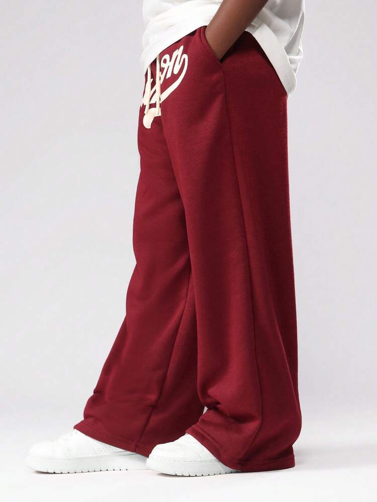 Wide Leg Sweatpants With Retro Script Logo