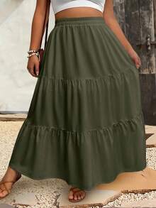 Breezaya 大码休闲纯色半身长裙女装