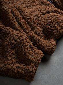 PAVTROS Giacca con chiusura lampo e fodera in sherpa, tinta unita, manica lunga, autunno/inverno, da uomo