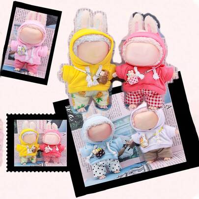 Hoodie & Shorts Set With Crossbody Bag | Cute Creature Print Streetwear Outfit, Matching Accessories For Casual Daily Wear ( Excluding Dolls)