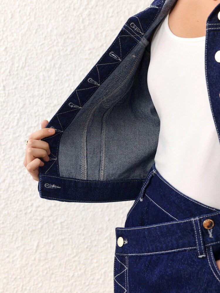 Selenza Women's Fashion Commuter Cropped Denim Jacket - Blue - View 8