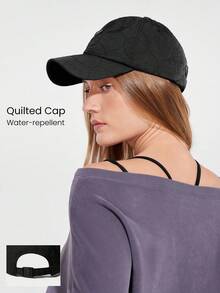 GLOWMODE Water-Repellent Anti-Static Quilted Leather Patch Adjustable Cap Daily Casual - Black - View 1