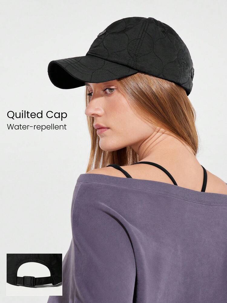 Water-Repellent Anti-Static Quilted Leather Patch Adjustable Cap Daily Casual