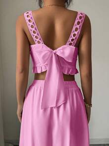 Elenzga Women's Elegant Ruffled Romantic Vacation Music Festival 2 Pieces Set