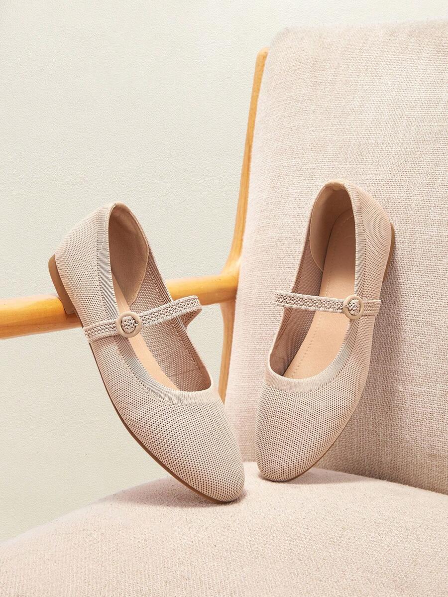CUCCOO BASICS Women's Fashion Comfortable Breathable Mary Jane Flat Shoes, Suitable For Commuting, Dating, Party, Holiday For Christmas - Apricot - View 1