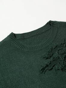 Manfinity EMRG 男士休闲宽松圆领长袖套头衫，秋冬 - 軍綠色 - 查看 4