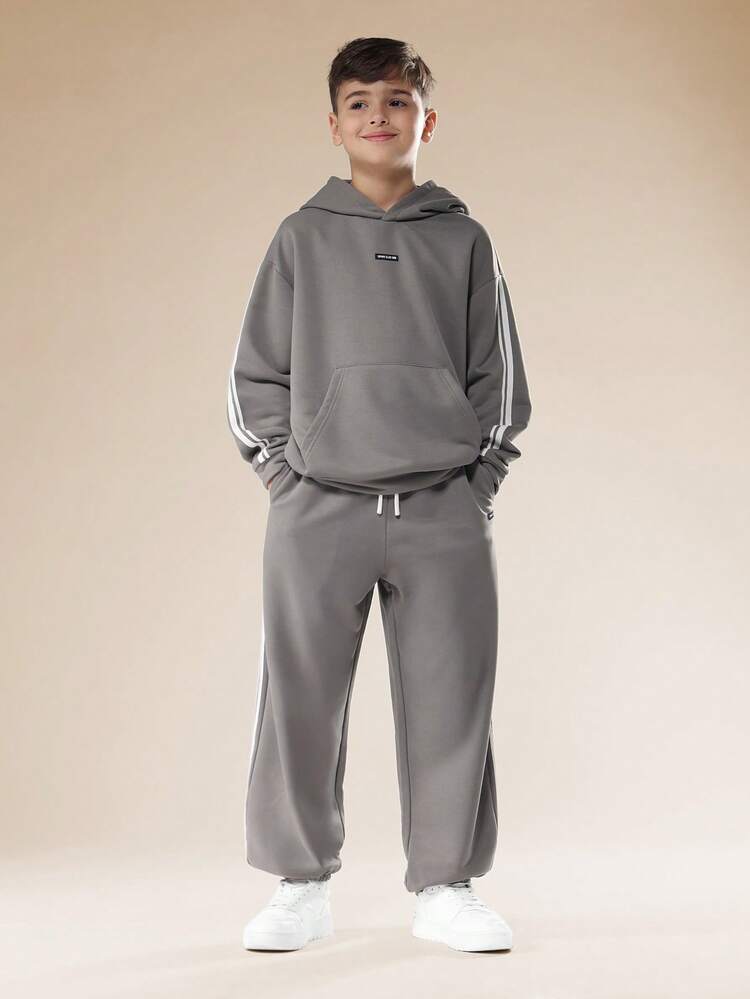 Hooded Sweatshirt And Joggers With Side Stripes