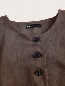 COSMINA Women's Solid Color Long Sleeve Single-Breasted Casual Commuter Regular Jacket, Autumn,Brown Jacket,Fall - Brown - View 8
