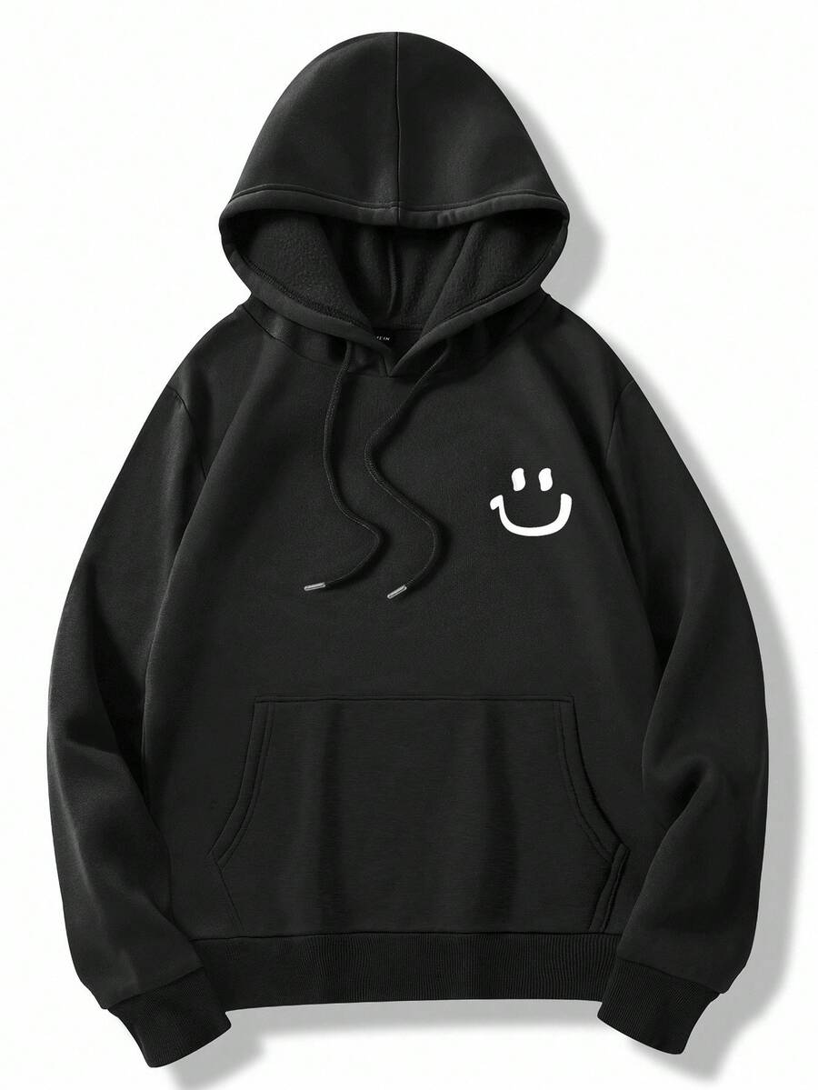 EURMUSE 100%纯棉男士刺绣修身连帽衫 - 深灰色 - 查看 1