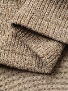 Livesso Women's Loose Business Casual Solid Color Knit Patchwork Long Sleeve T-Shirt, Suitable For Office Wear In Autumn - Khaki - View 7