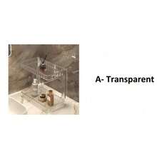 SHEIN 1 件高档浴室梳妆台化妆品香水收纳架梳妆台双层储物架家用护肤品收纳盒简约透明收纳盒 - 彩色 - 查看 13