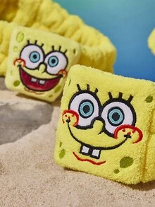 SpongeBob SquarePants | SHEIN 1 个柔软吸水头带，2 个腕带，舒适方便洗脸和沐浴 - 彩色 - 查看 7