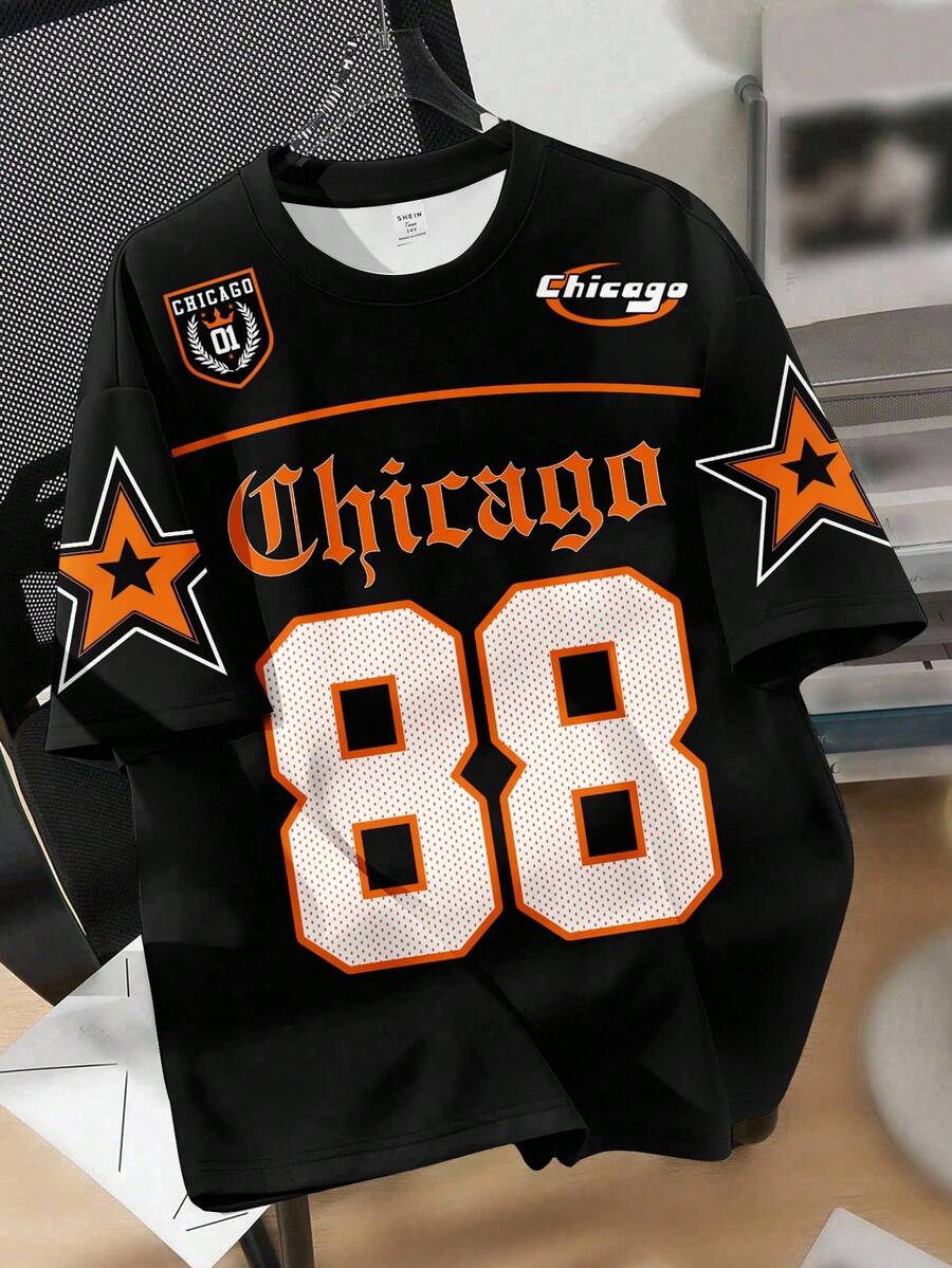 SHEIN EZwear Áo thun nữ cổ tròn in số 88 tối giản, thoải mái, dáng rộng - Nhiều màu - Xem 1