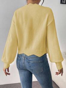 EMERY ROSE Loose Fit Floral Embroidered Sweater With Lace Collar, Autumn/Winter - Yellow - View 2