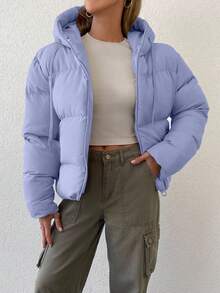 EURMUSE Zip Up Drawstring Hooded Puffer Coat