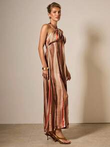 COSMINA 女式休闲开衩下摆露背系带连衣裙 - 彩色 - 查看 5