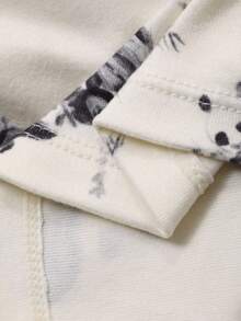 DAZY 2pcs Toddler Boys' Cartoon Panda Print Crew Neck Top And Pants Comfortable Pajama Set