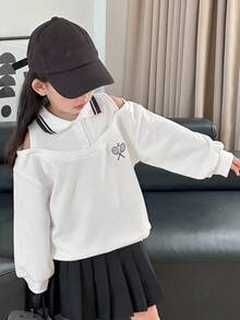 Dazy Kids Young Girl Cute Collared Knit 2 In 1 Sweatshirt - White - View 8