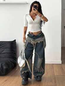 Coolane Women's Winter Minimalist Y2K Basic Daily Wear Casual Gyaru Rib Knit Stretchy White Button Down Round Neck 5-Quarter Sleeves Tees Croptop - White - View 4