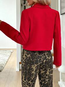 Easowa Áo khoác ngắn ve đỏ mới thu đông 2024 cho nữ - Đỏ - Xem 2